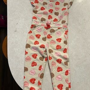 Wonder Nation Cream Heart Print Jumpsuit